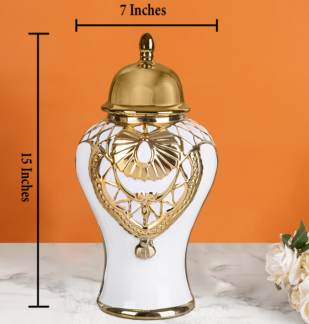 Golden Garland Decorative Ceramic Vase & Home Decoration Items - Medium