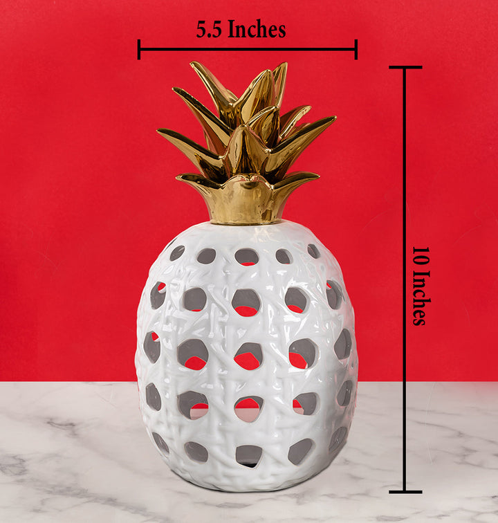Golden Crown Pineapple Decorative Ceramic Vase And Showpiece - Medium