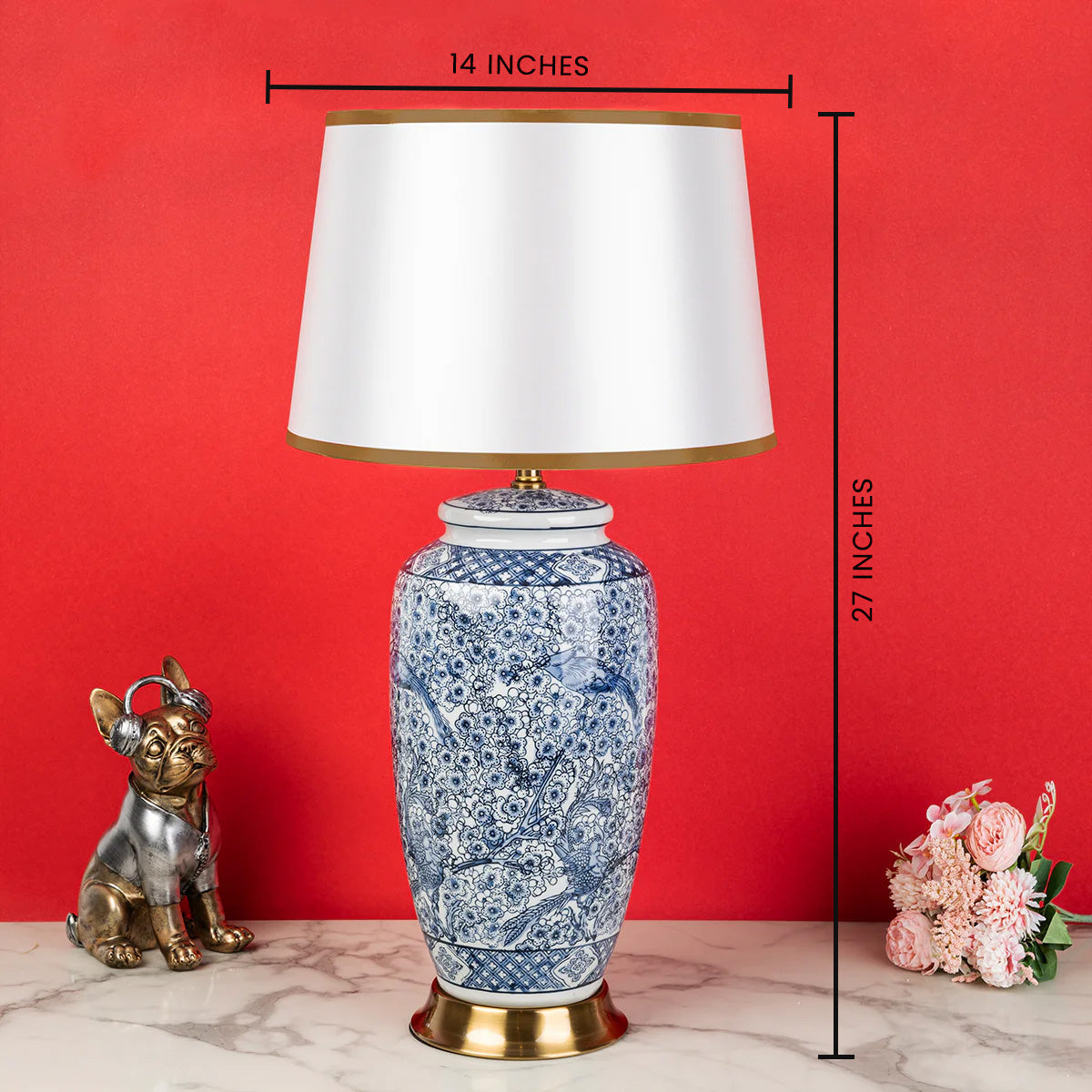 Azure Swirl Ceramic Table Lamp