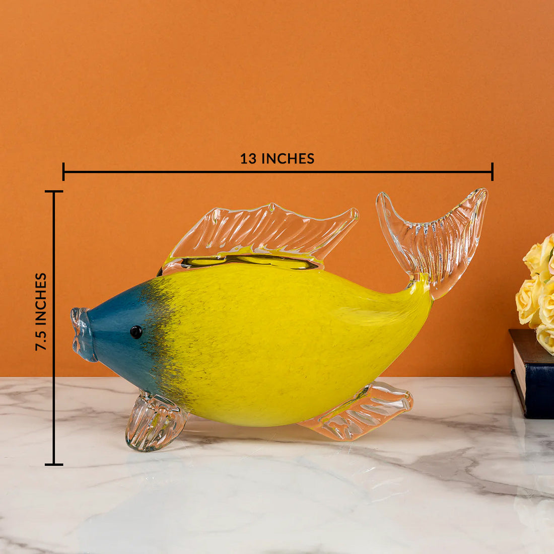 Aqua Marine Handblown Glass Fish & Decorative showpiece