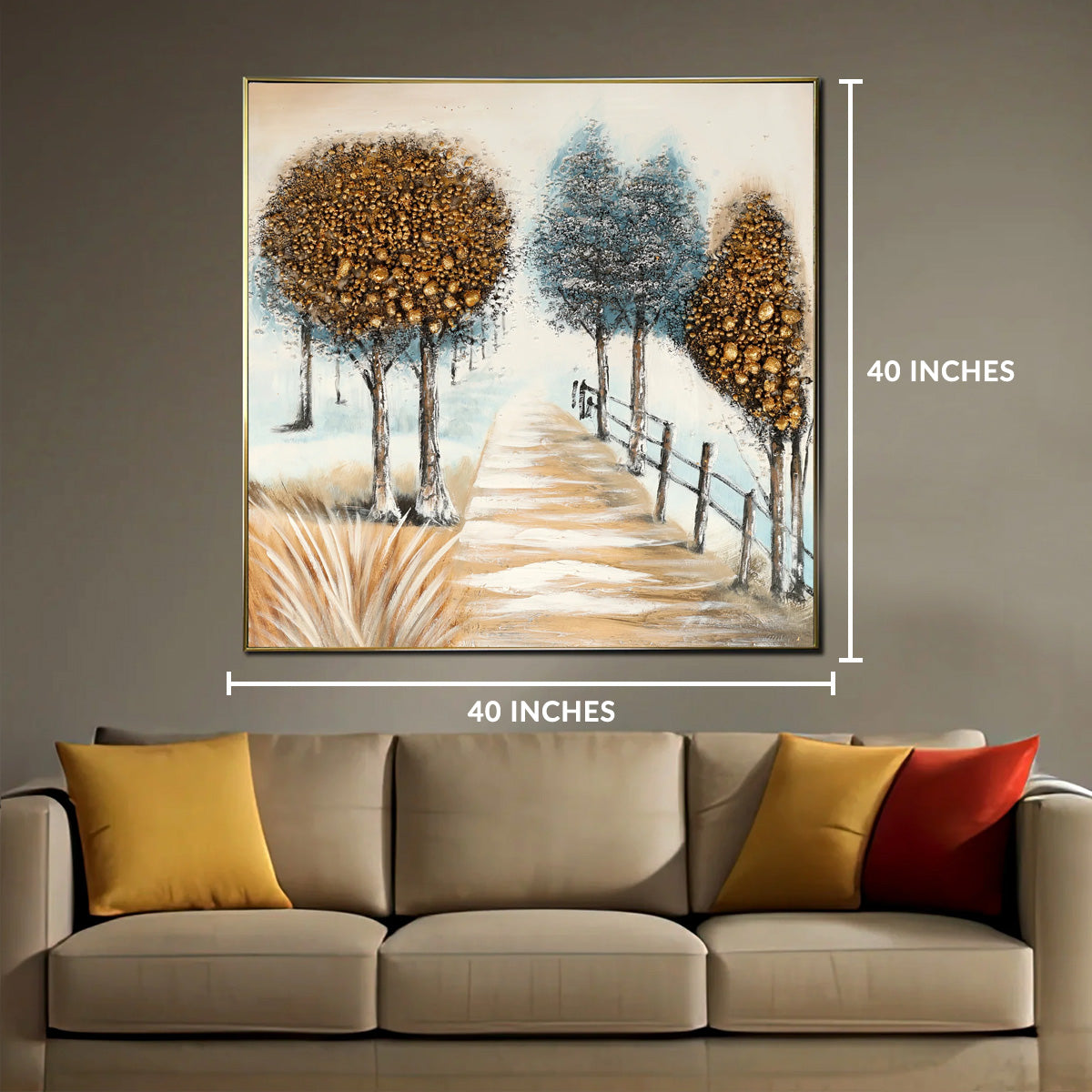 Village Guardians 100% Handmade Wall Painting for Home & Wall Decor Item (40 x 40 Inches)