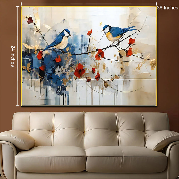 Birdsong Bliss Canvas Print (Golden Frame)