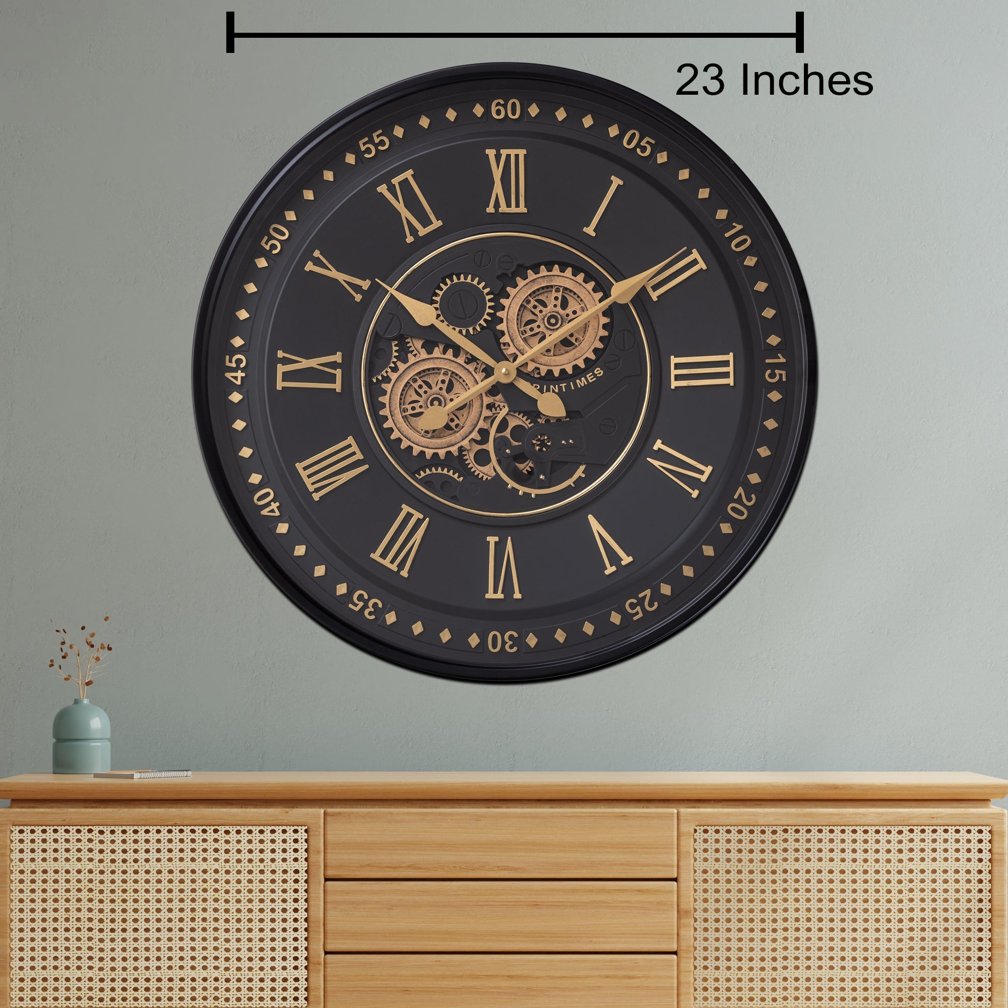 Midnight Dial Luxury Designer Wall clocks for the Home With Moving Gear Mechanism (Steel Body)