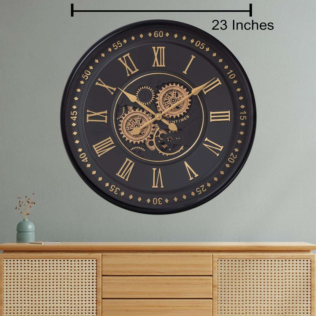 Midnight Dial Luxury Designer Wall clocks for the Home With Moving Gear Mechanism (Steel Body)