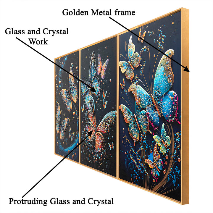 Whispering Wings Crystal Glass Online Paintings & Wall Decoration items - Set of 3