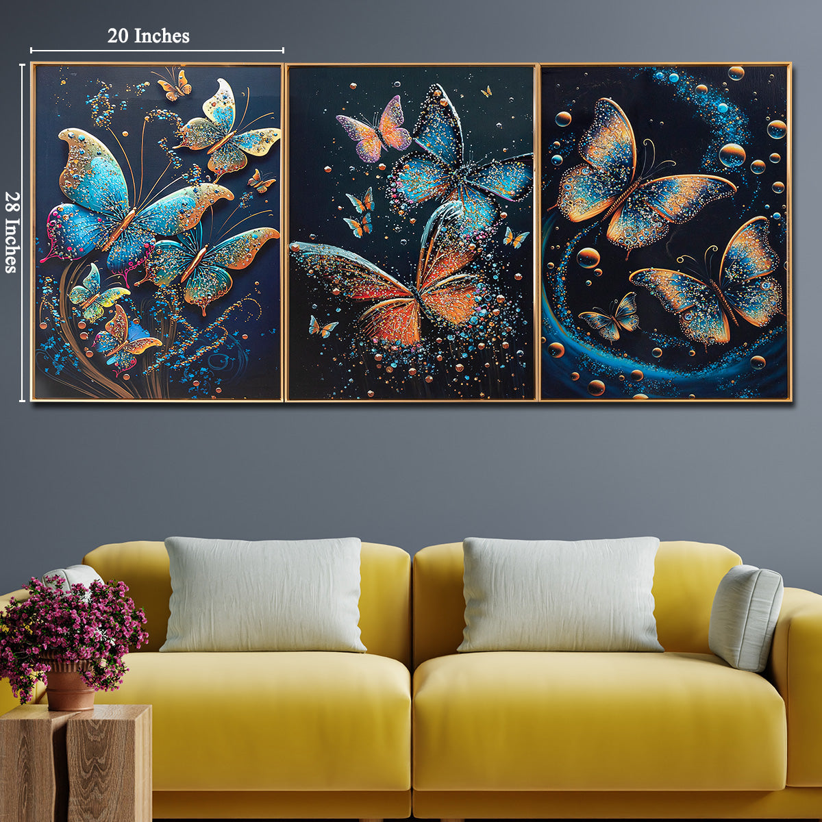 Whispering Wings Crystal Glass Online Paintings & Wall Decoration items - Set of 3