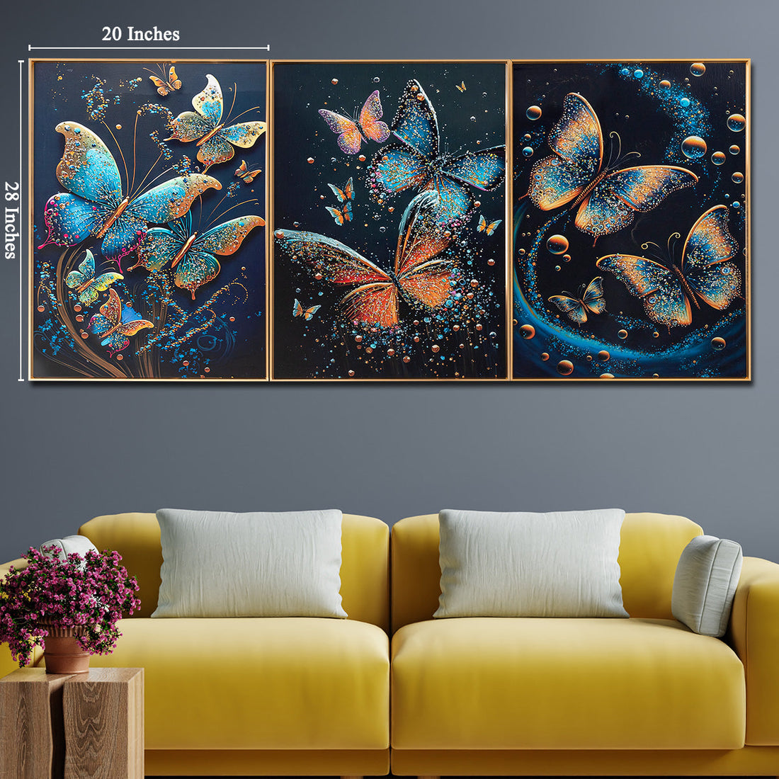 Whispering Wings Crystal Glass Online Paintings & Wall Decoration items - Set of 3