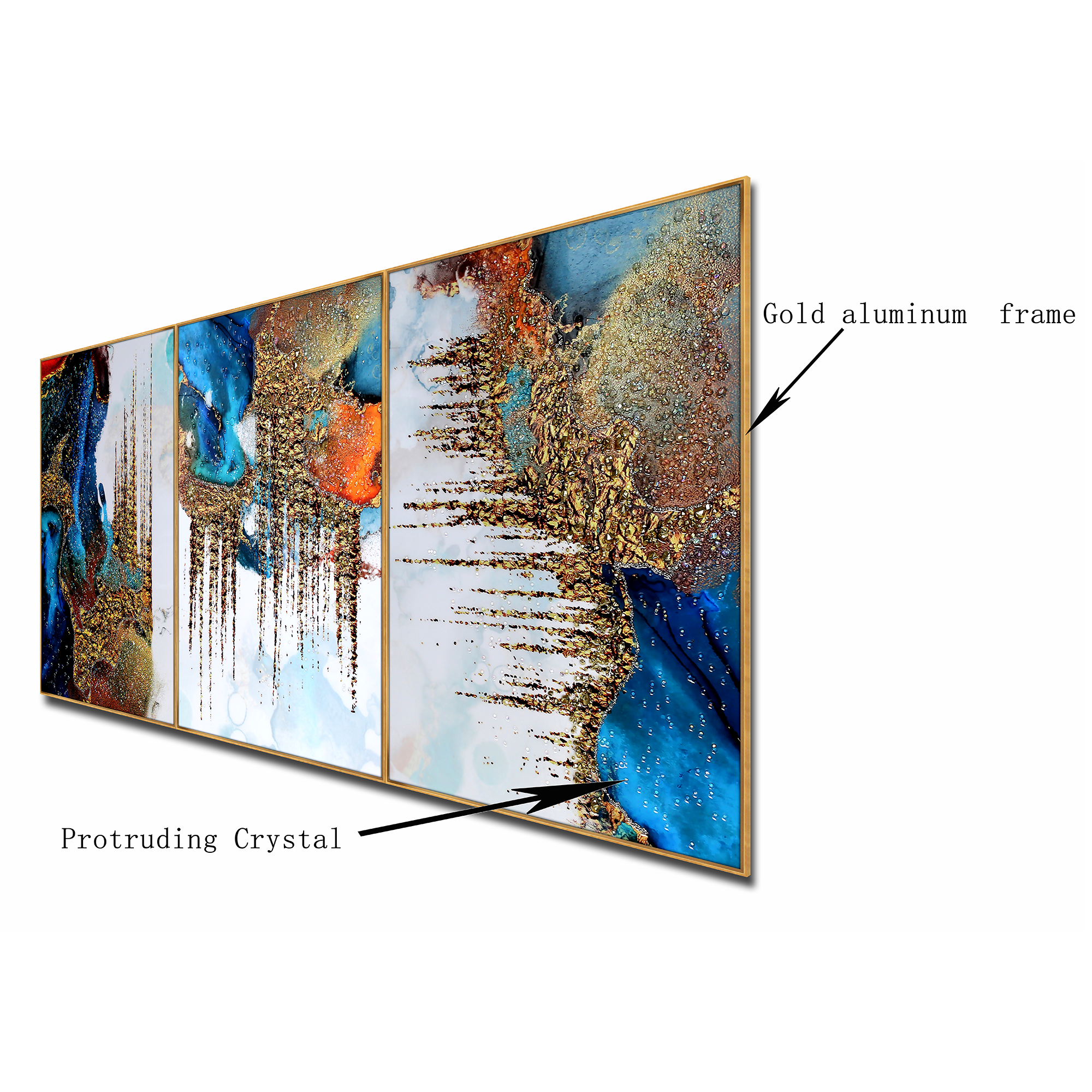 Aurora Spectrum Symphony Crystal Glass Wall Paintings abstract - Set Of 3