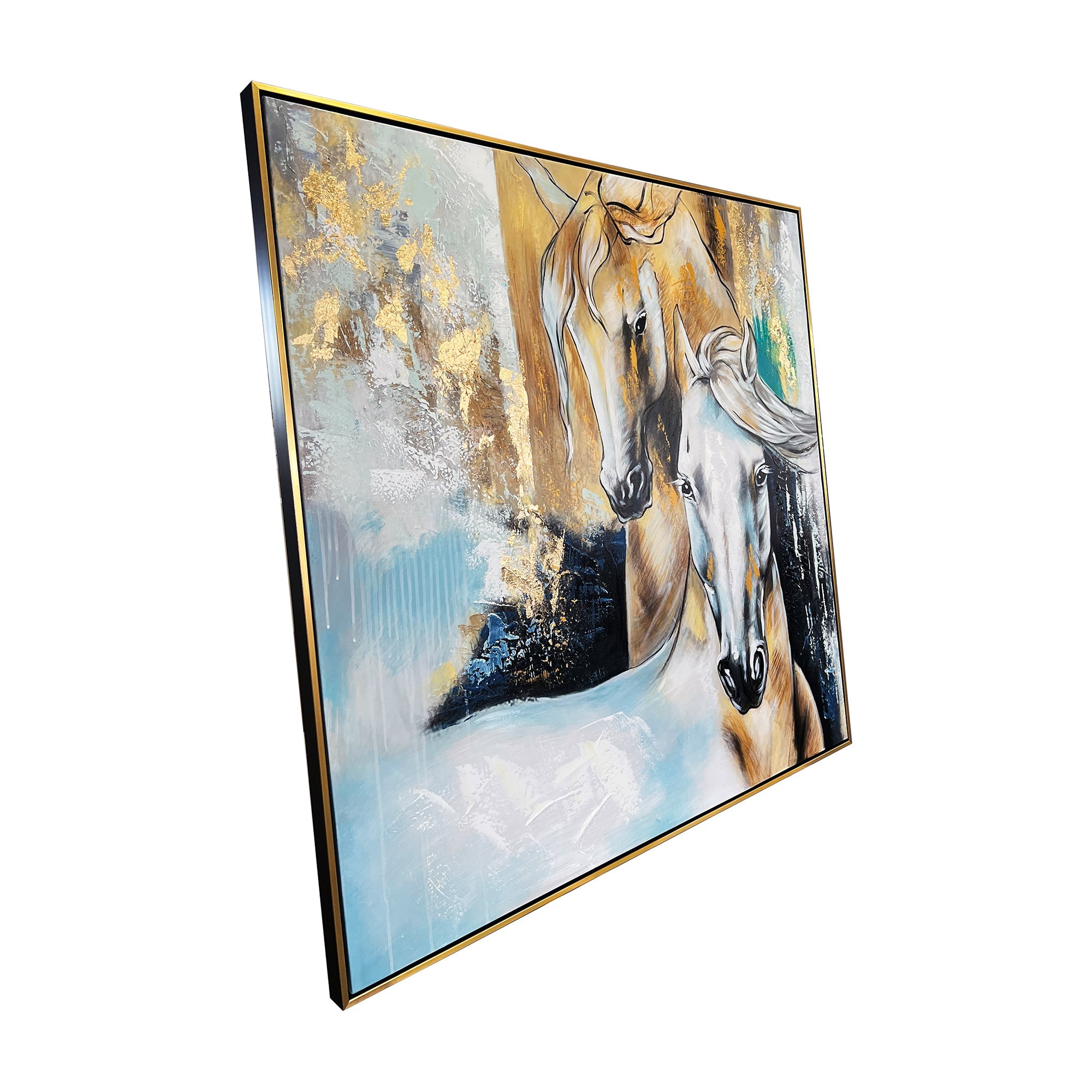 Horse Zenith 100% Hand Painted Wall Art Painting  & Wall Decor Item (With outer Floater Frame) (40 x 40 Inches)