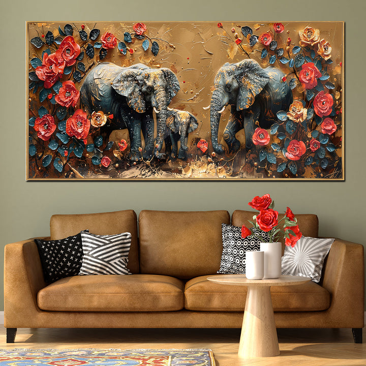 Elephant Garden Crystal Glass Decorative Wall painting Art