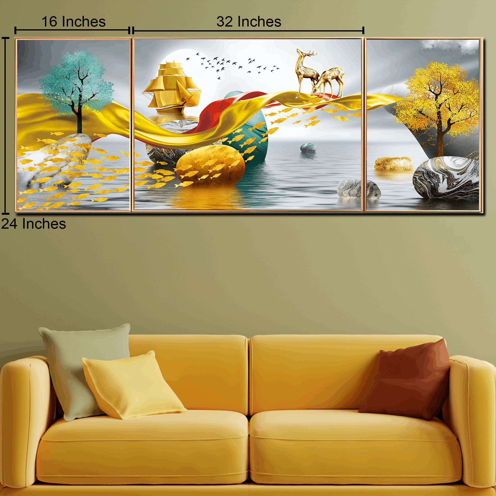 Deer in Dreamscape Canvas Painting Modern Art