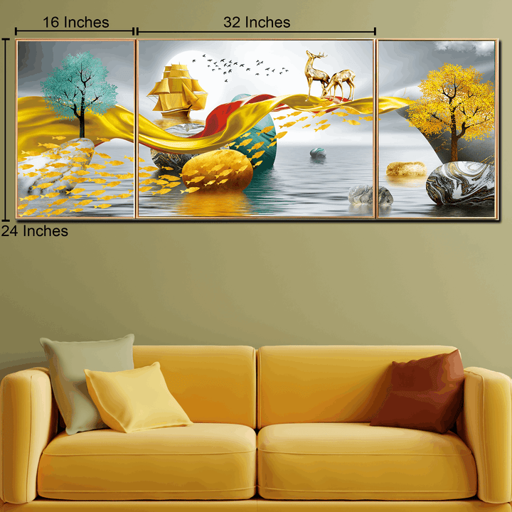 Deer in Dreamscape Canvas Painting Modern Art
