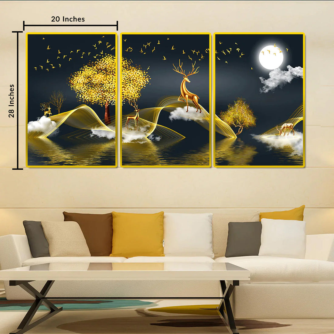 Caviar 3 panel Framed Canvas Print For Wall Decoration at Home