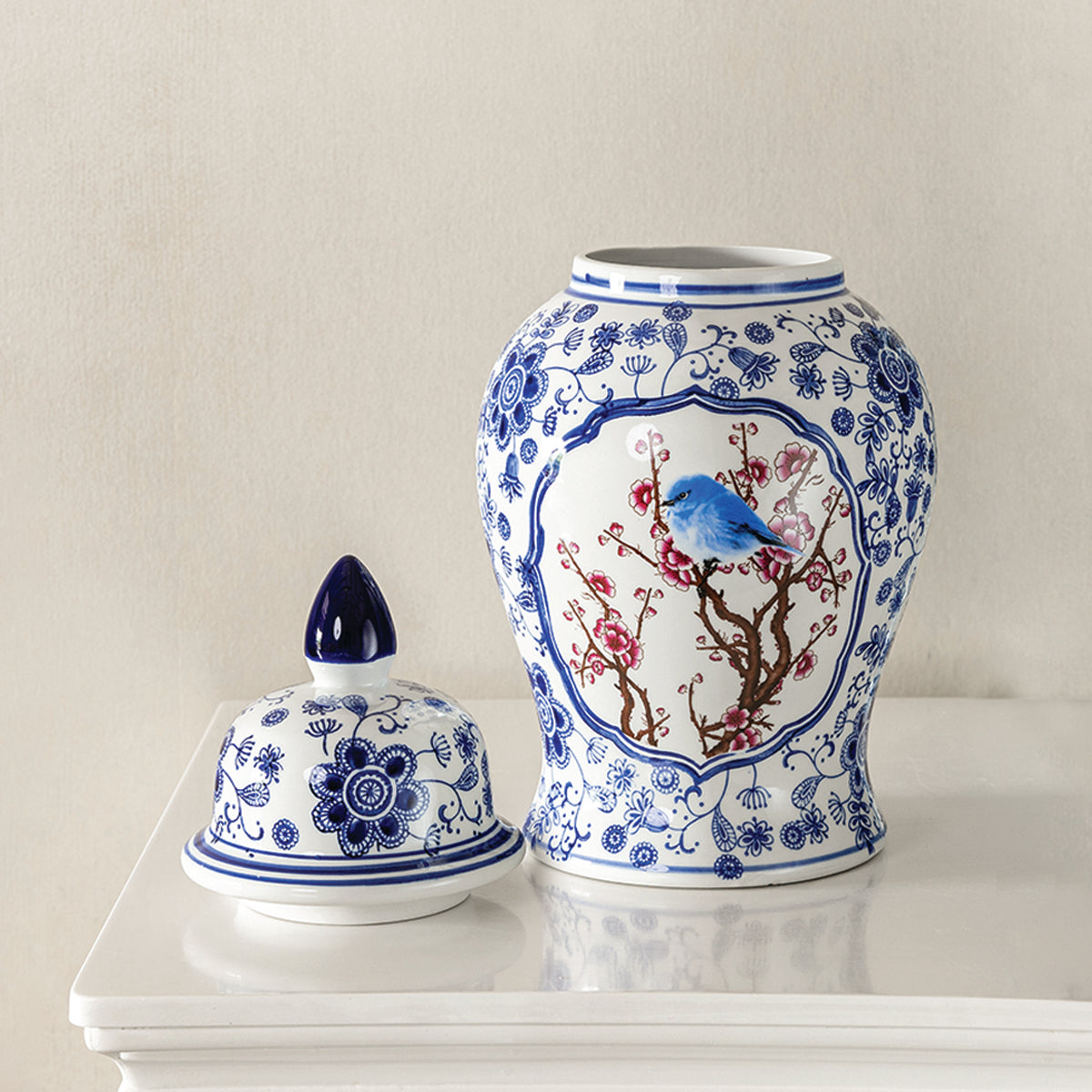 Bluebird Garden Emblem Decorative Ceramic Vase And Showpiece