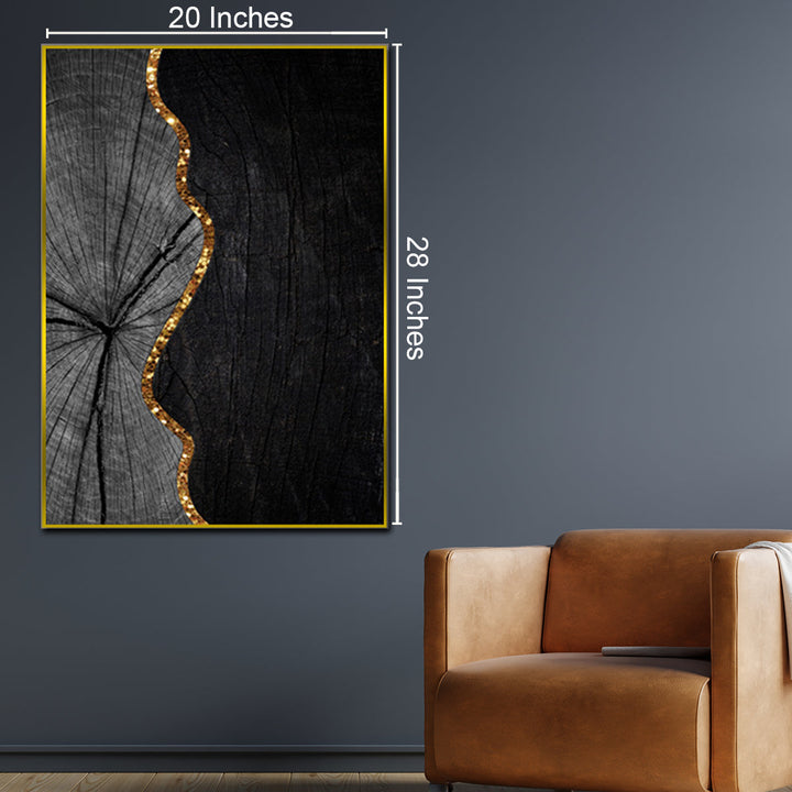 Black & Gold Abstract Framed Canvas Wall Art (R)