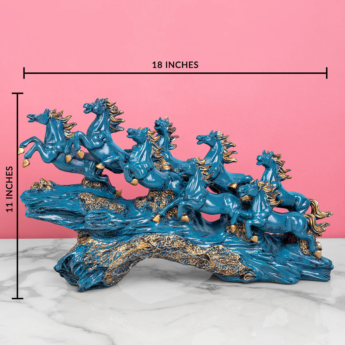 Equestrian Elegance Decorative Showpiece for living room - Blue