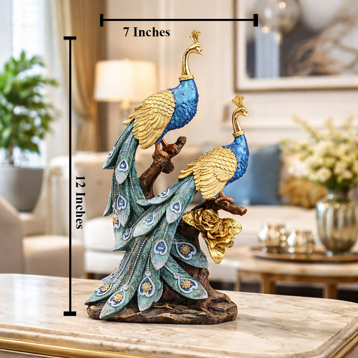 Peacock's Pride Home Decoration Showpiece - Blue