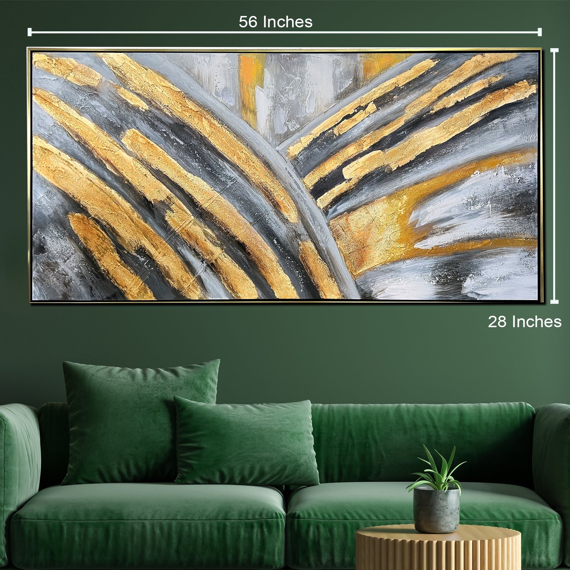Radiance in Motion Hand painted Wall Paintings abstract & Wall Decoration Items (With outer Floater Frame) - Medium (56 x 28 Inches)