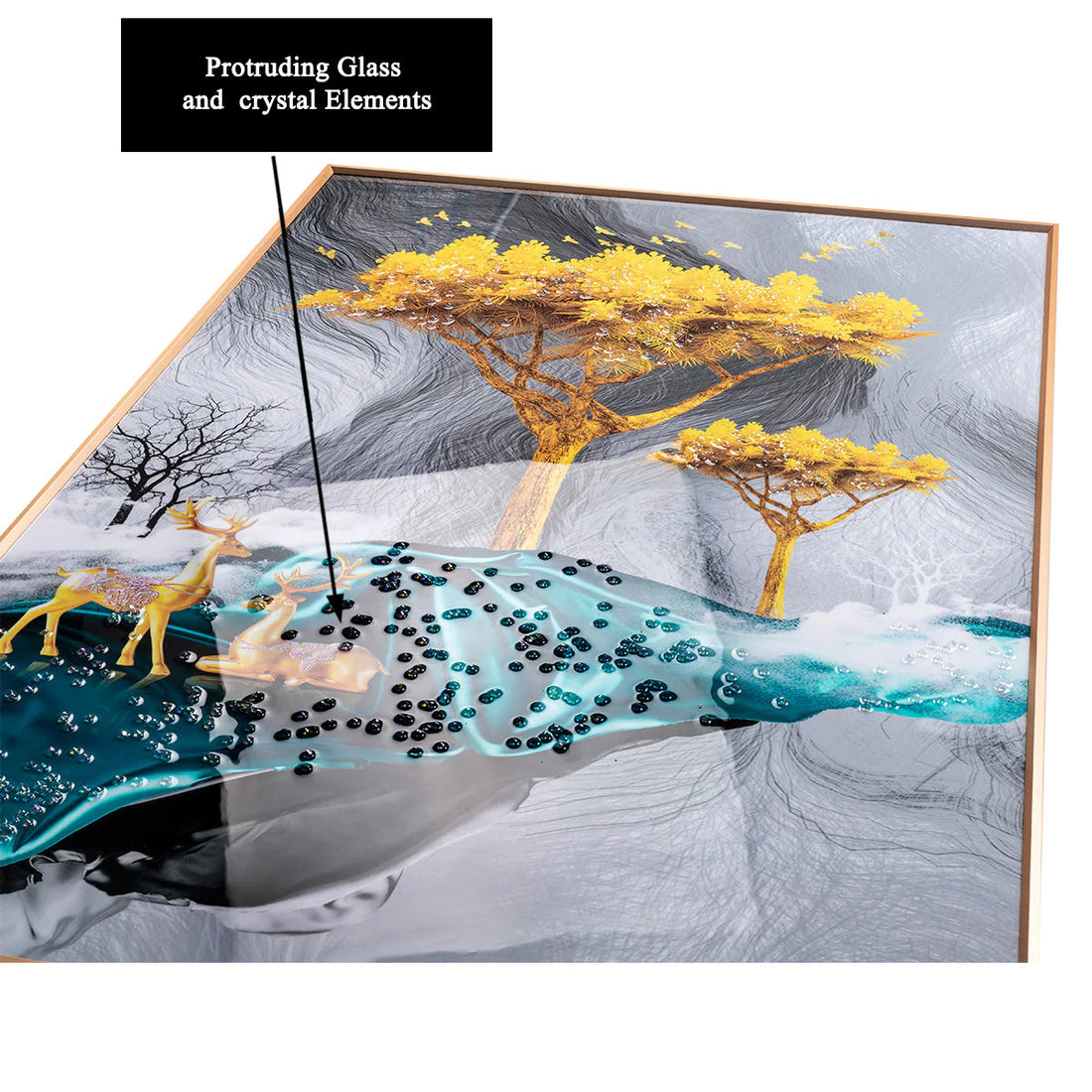 Paradise on Earth Framed Crystal Glass Nature Painting & Wall Decoration Items
