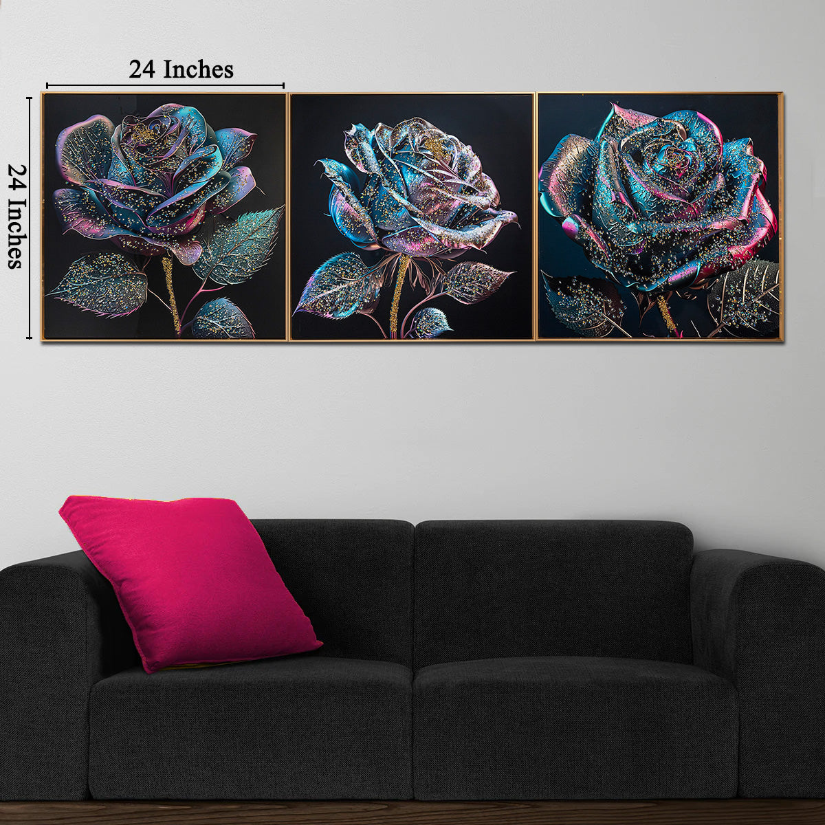 Brushfire Poetry Crystal Glass Wall Paintings For Living Room - Set of 3