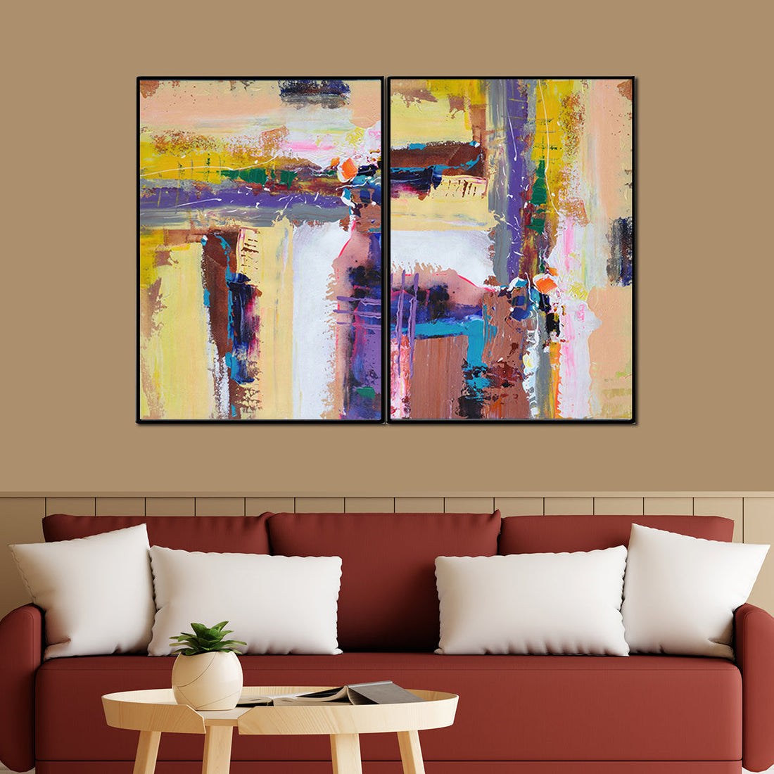 A Winter Forest Framed Canvas paintings - Set of 2