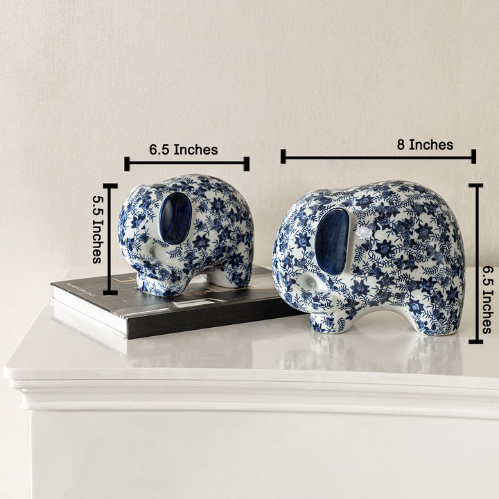 Royal Indigo Elephant Decorative Showpiece for Living Room