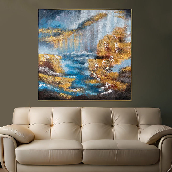 Dancing with Shadows Handpainted Art Wall Painting (With outer Floater Frame) (40 x 40 Inches)