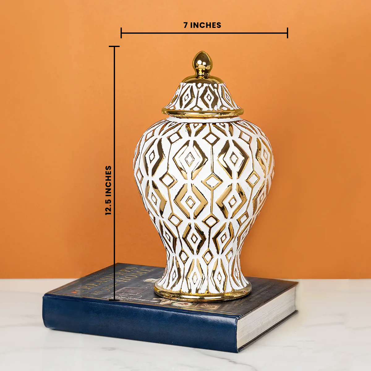 Golden Tranquility Ceramic Vase & Decorative Showpiece - Medium