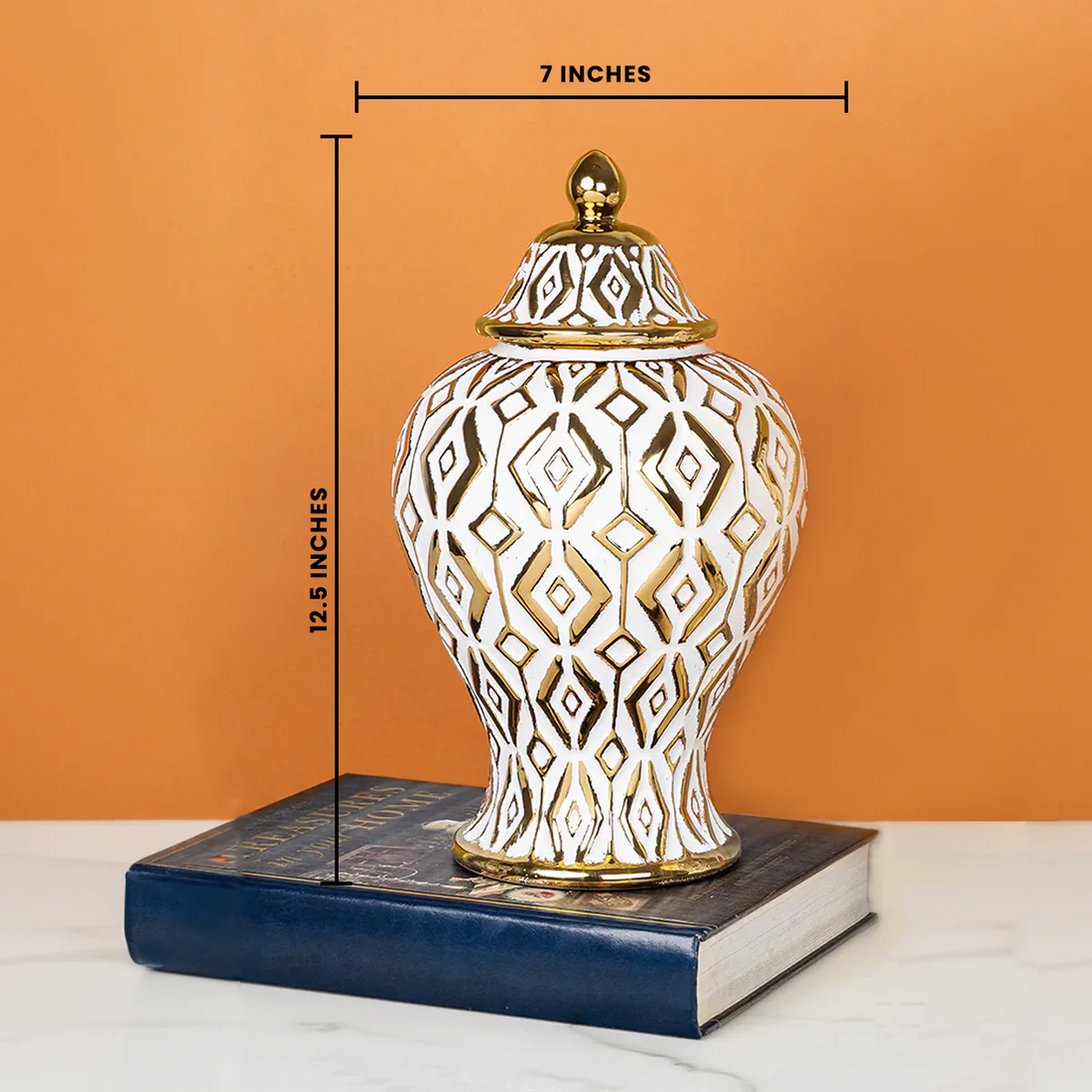 Golden Tranquility Ceramic Vase & Decorative Showpiece - Medium
