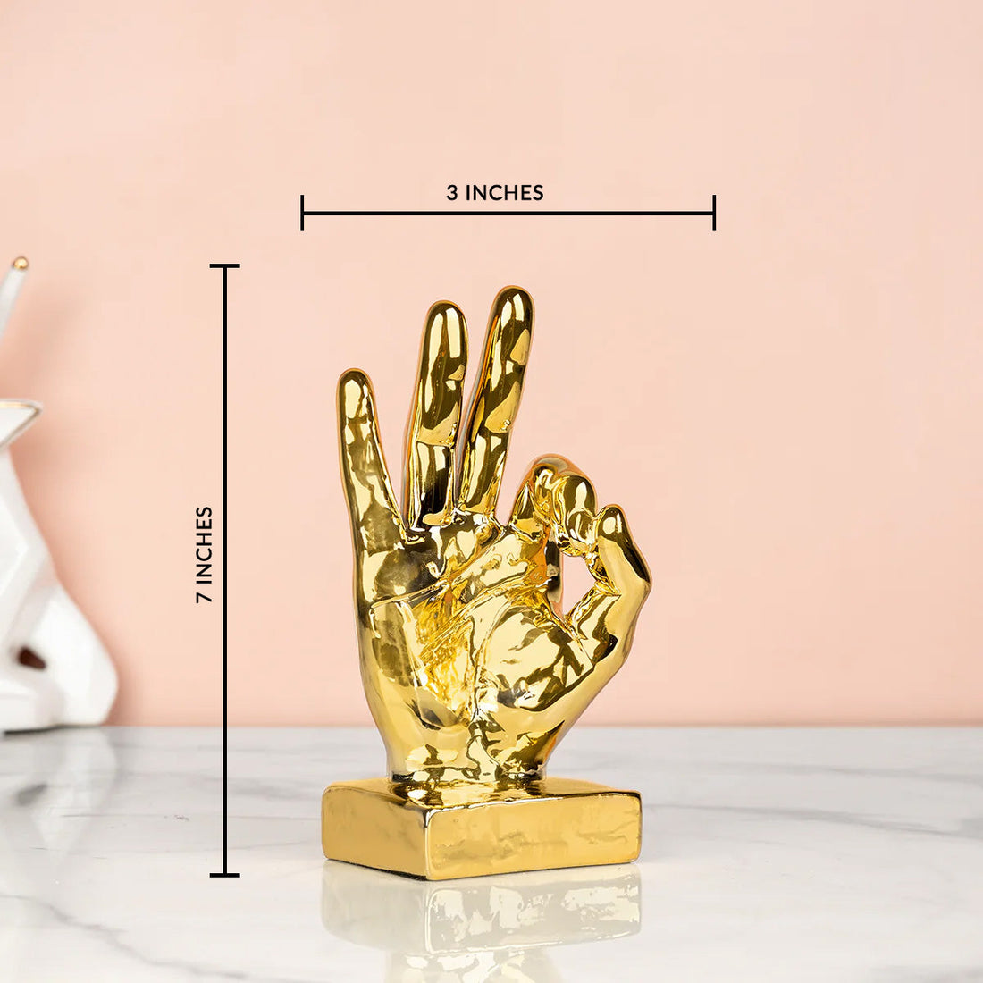 Golden "OK" Finger Gesture Decorative Showpiece & Home Decoration Items
