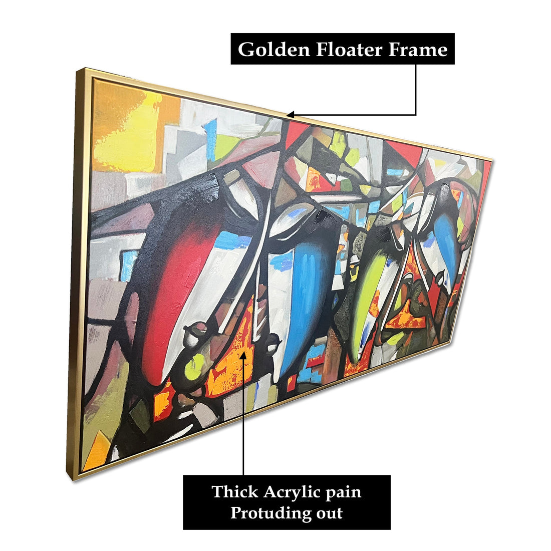 Four Fold Reflection Hand Wall Painting For Home (outer Floater Frame ) (55 x 28 Inches)
