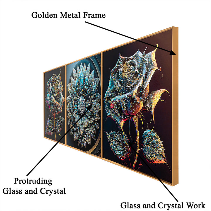 The Urban Chakra Crystal Glass Wall Paintings For Wall Decoration at Home - Set of 3