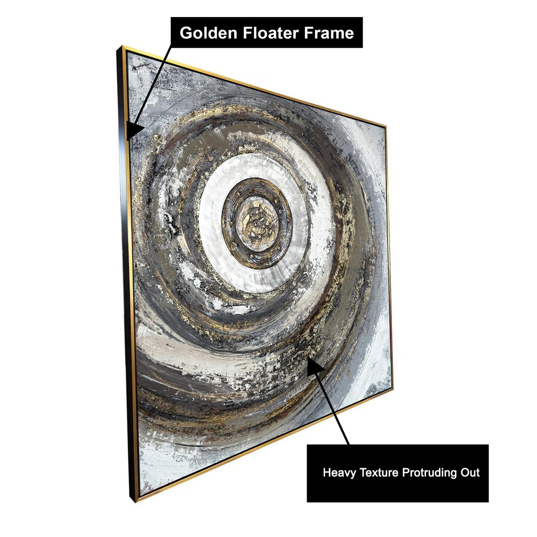 Cosmic Spiral Hand Wall Painting and Item for Wall Decoration (Comes With an Outer Floater Frame) (40x40 Inches)