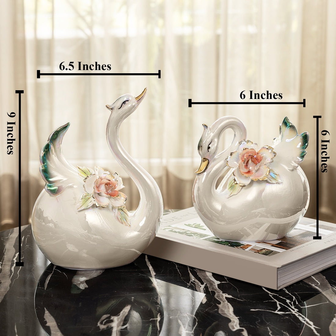 Tranquil Romance Swan Showpiece for Home and Item for Table Decoration