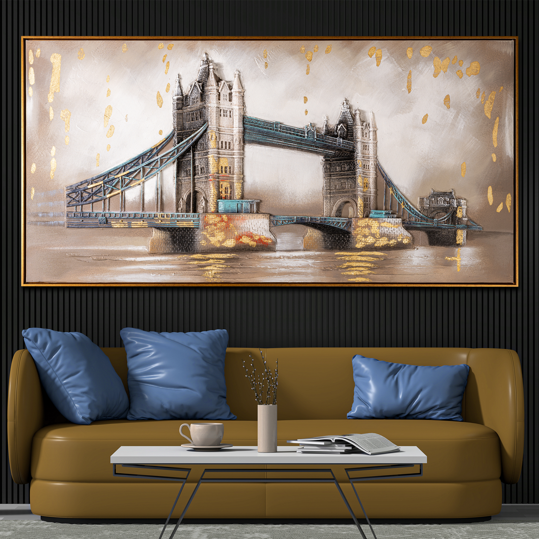 Majestic Crossing Tower Bridge London 100% Hand Wall Decor Paintings for Home & Wall Decoration Items (56 x 28 Inches)