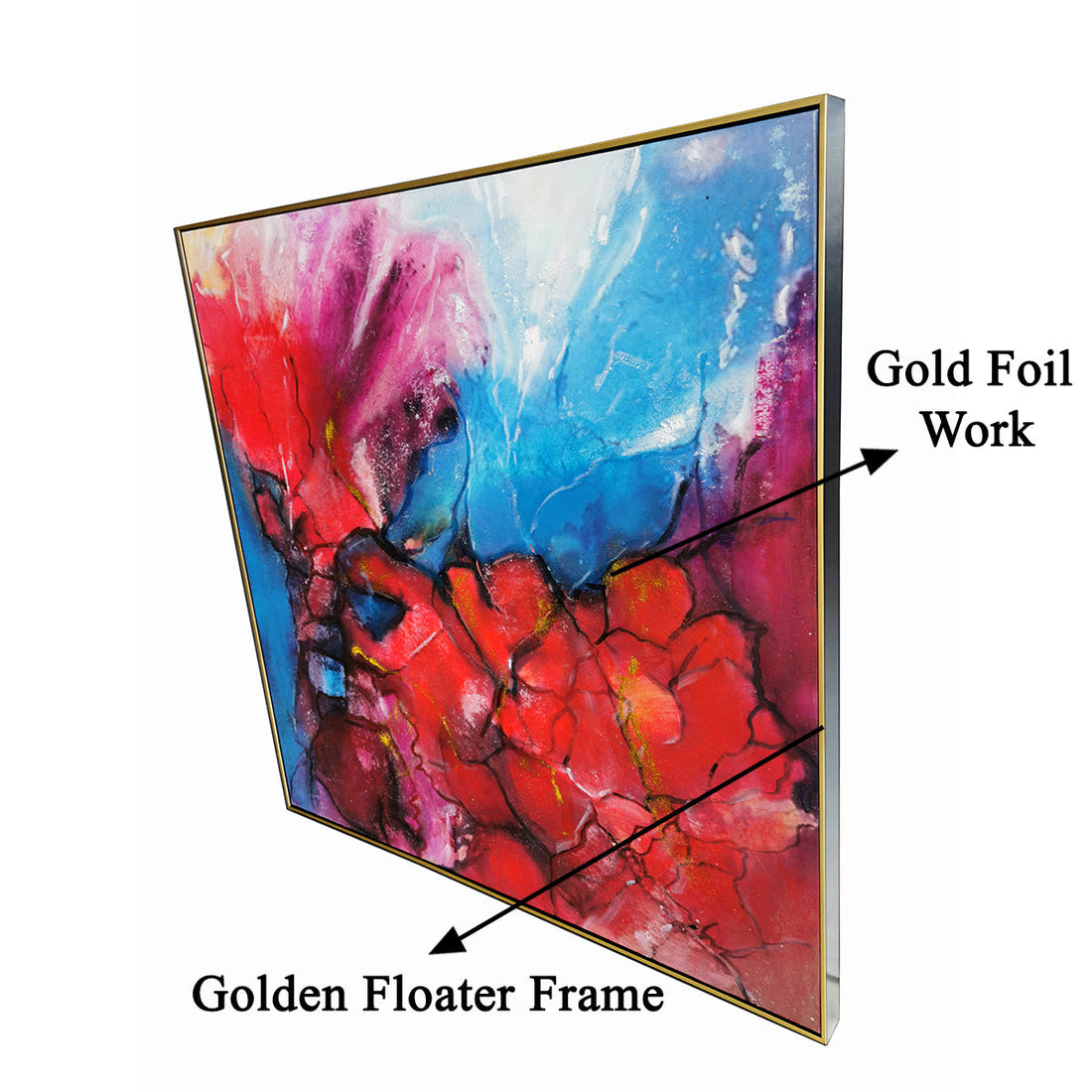 The Hues of Spring 100% Hand Painted Wall Decor Paintings for Home (With outer Floater Frame) (40 x 40 Inches)