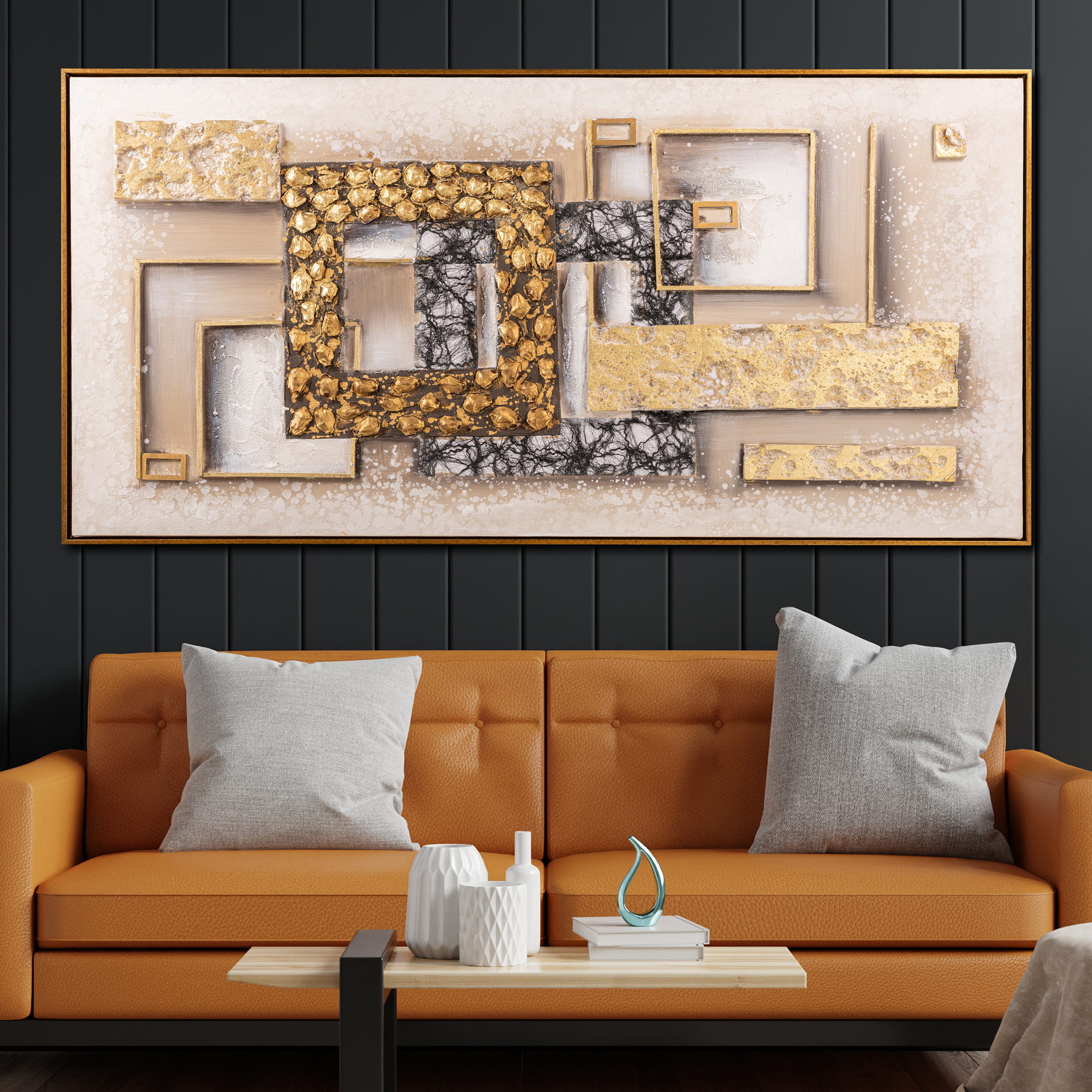 Abstract Geometry The Modern Fusion 100% Hand Painted Wall Painting for Home & Wall Decor Item