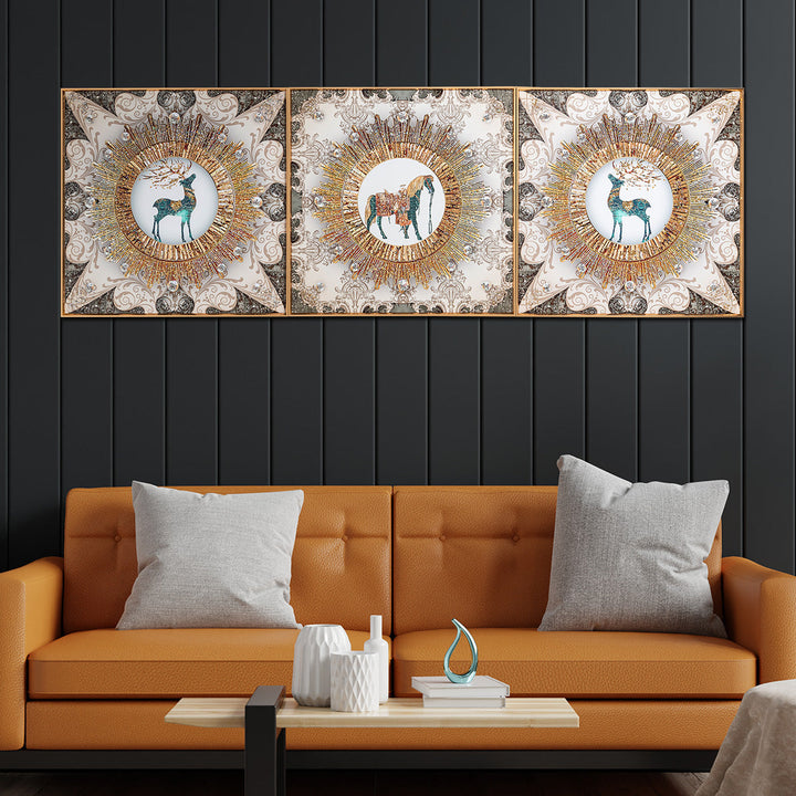Serengeti Dreams Crystal Glass Painting - Set of 3