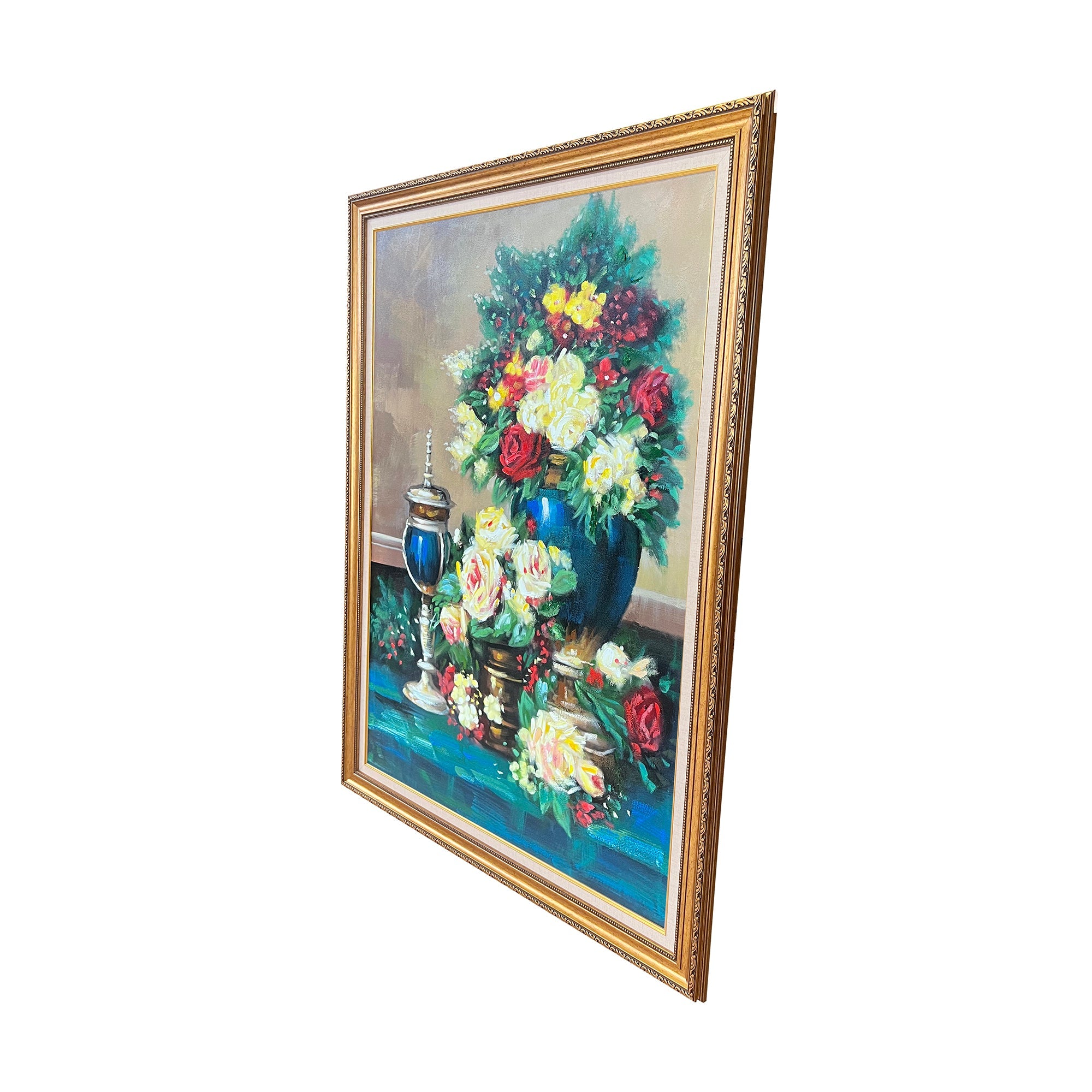 Rose Garden Glow 100% Decorative Hand painting for Home Decor (With Outer Floater Frame) (34x45.5 Inches) (Vitorian Frame)