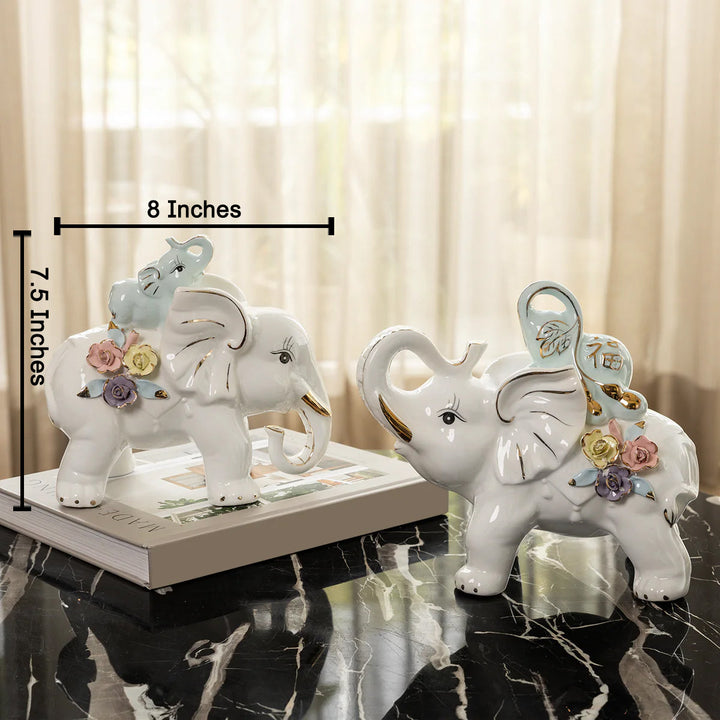 Trunk-Up Joy Elephant Showpiece for Home and Item for Table Decoration