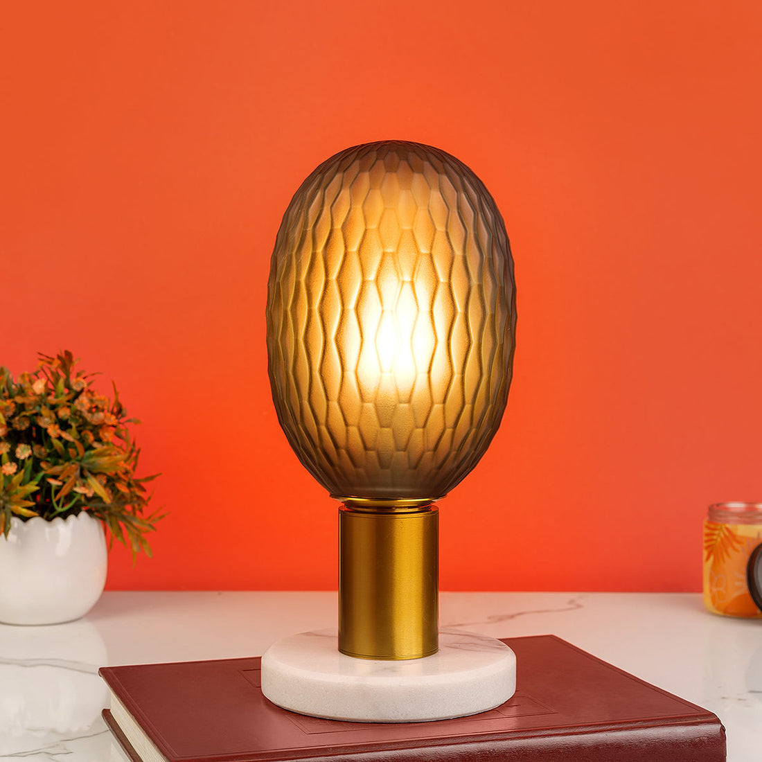 Amaryllis Glass designer Table Lamp for Bedroom