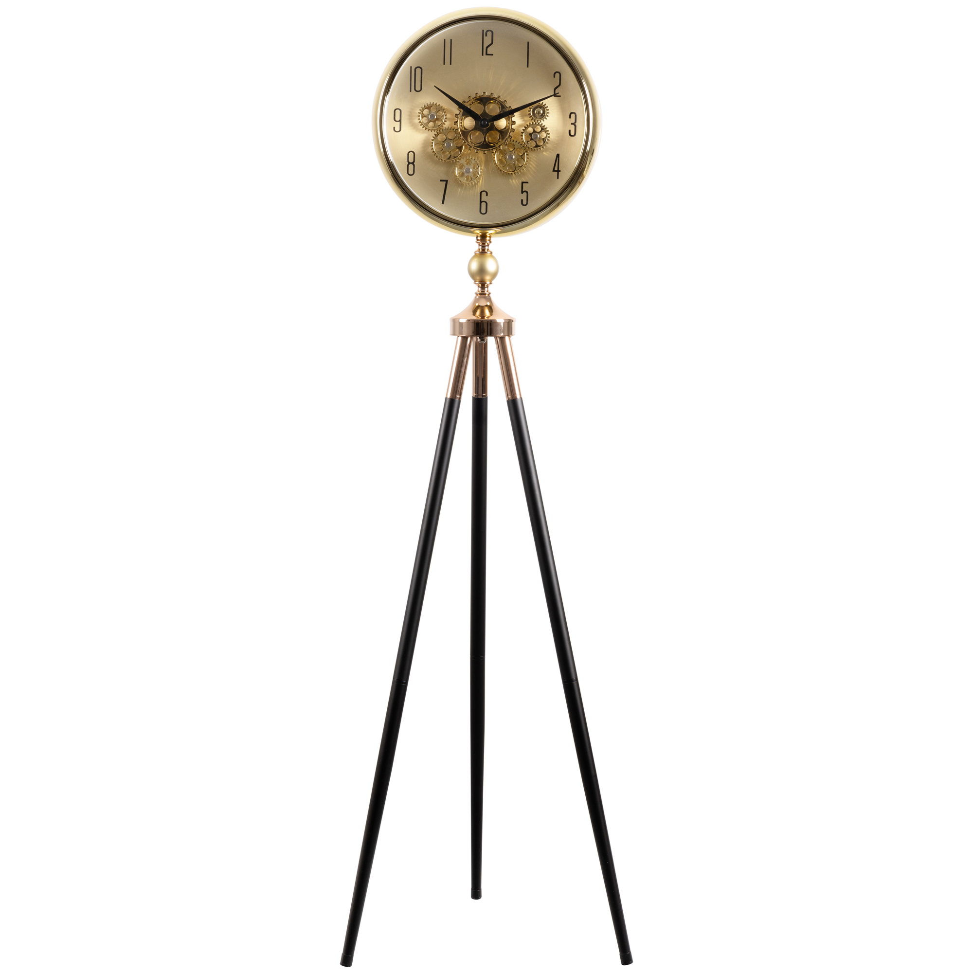 Momentum Dial Tripod Base Luxury Designer Clock With Moving Gear Mechanism