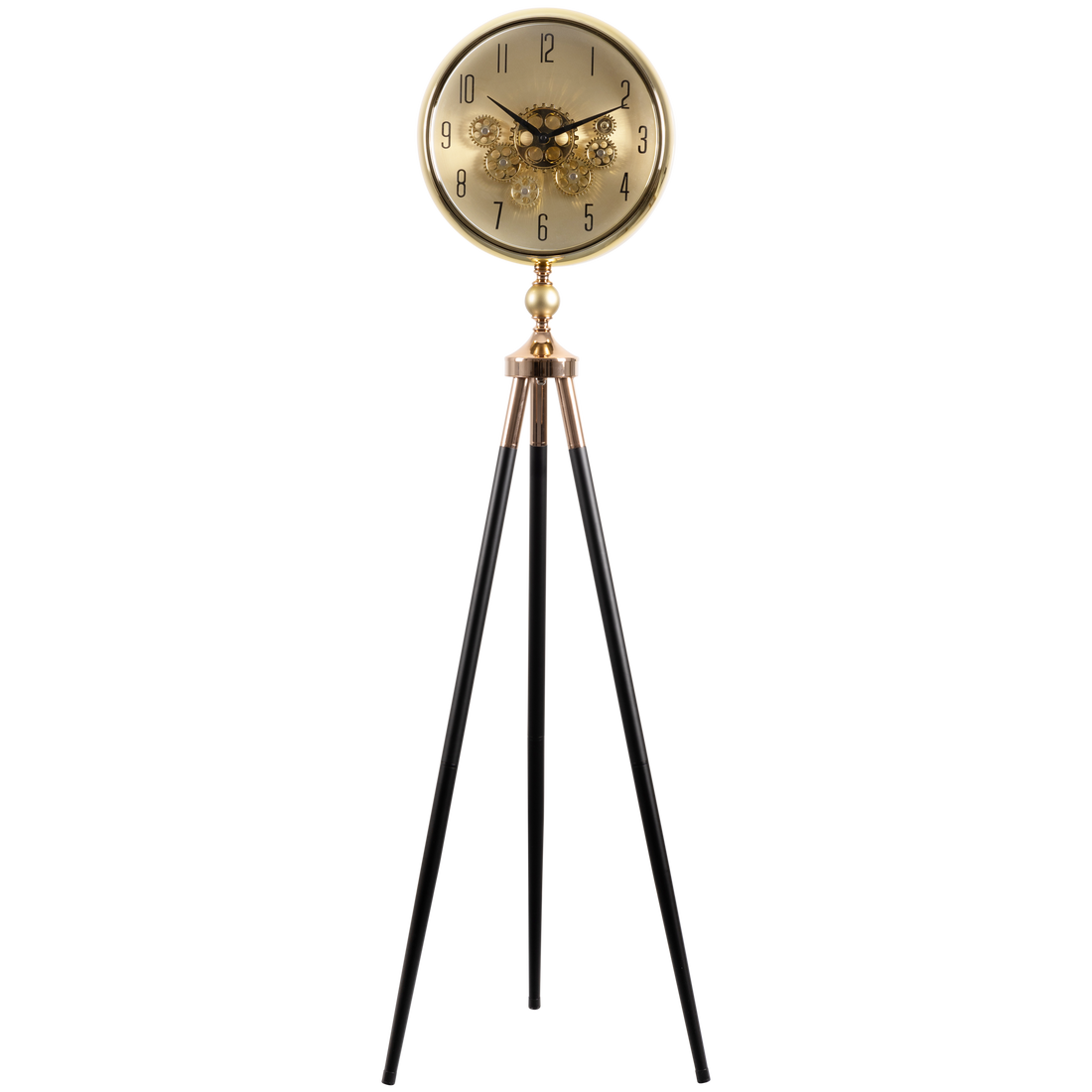 Momentum Dial Tripod Base Luxury Designer Clock With Moving Gear Mechanism