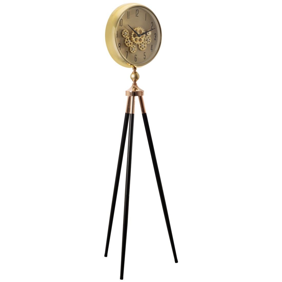 Momentum Dial Tripod Base Luxury Designer Clock With Moving Gear Mechanism