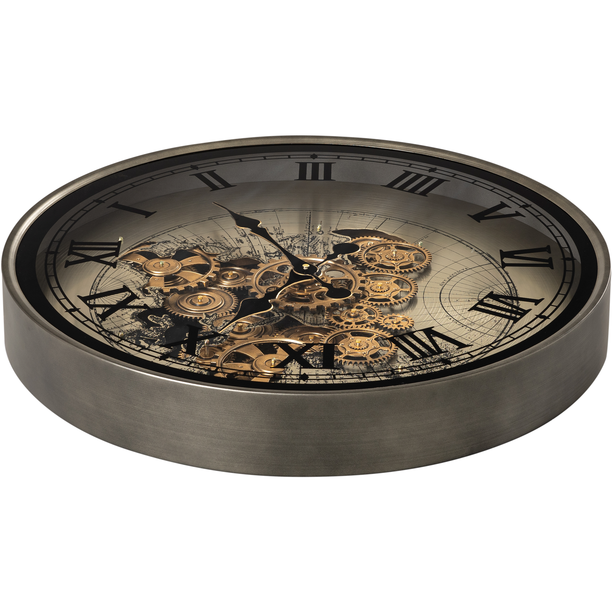 Phantom Dial Luxury Designer Wall Clock For Living Room With Moving Gear Mechanism Buy Wall Clock Online - Big (Black) (Steel Body)
