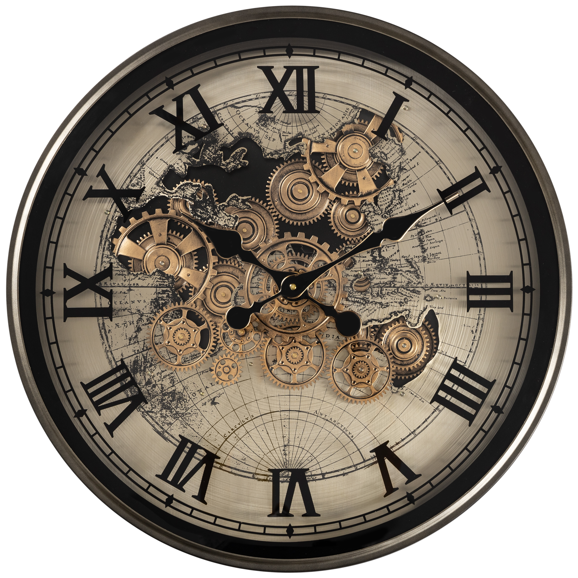Phantom Dial Luxury Designer Wall Clock For Living Room With Moving Gear Mechanism Buy Wall Clock Online - Big (Black) (Steel Body)