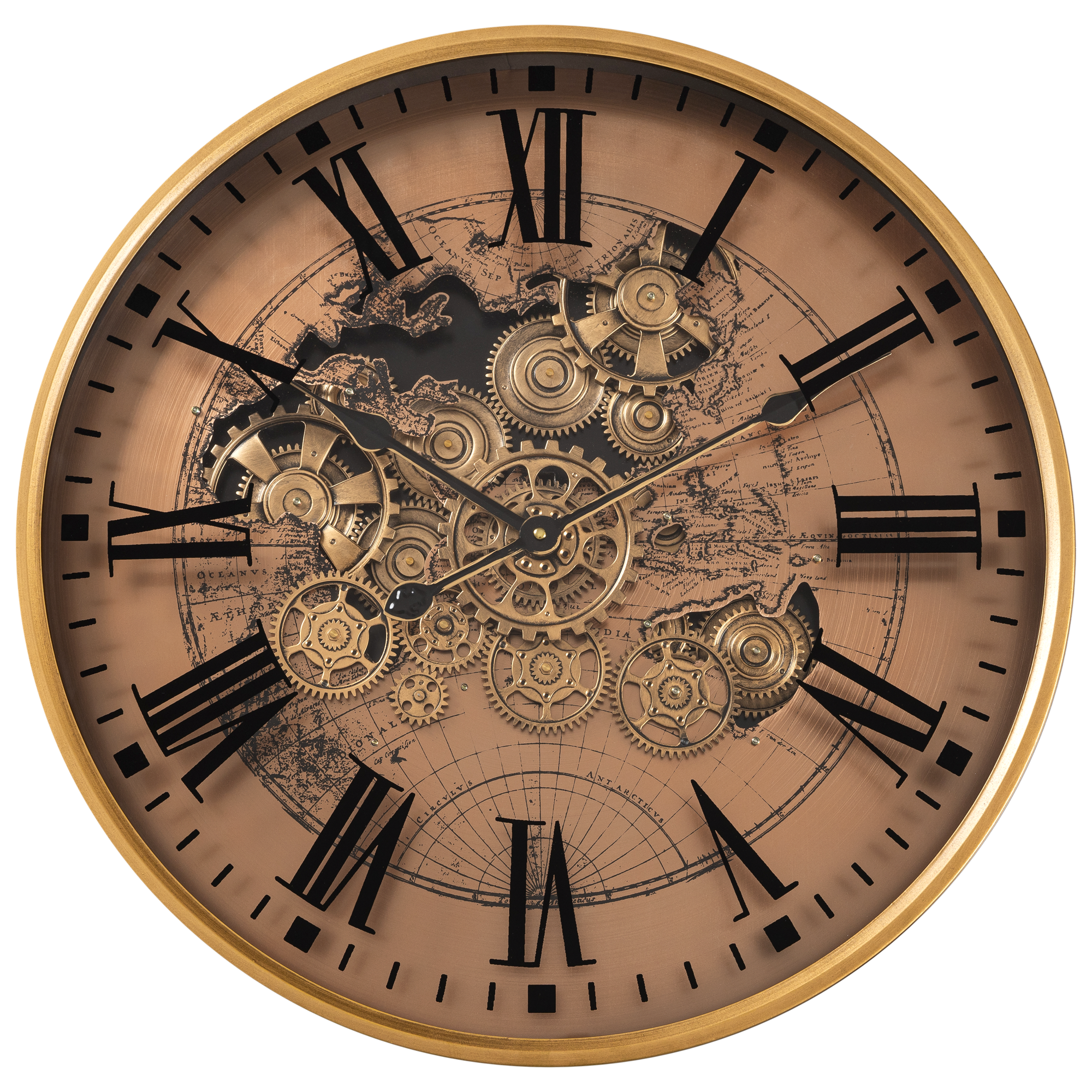 Phantom Dial Luxury Designer Watches Wall Clock For Living Room With Moving Gear Mechanism Buy Wall Clock Online - Big (Rose Gold) (Steel Body)