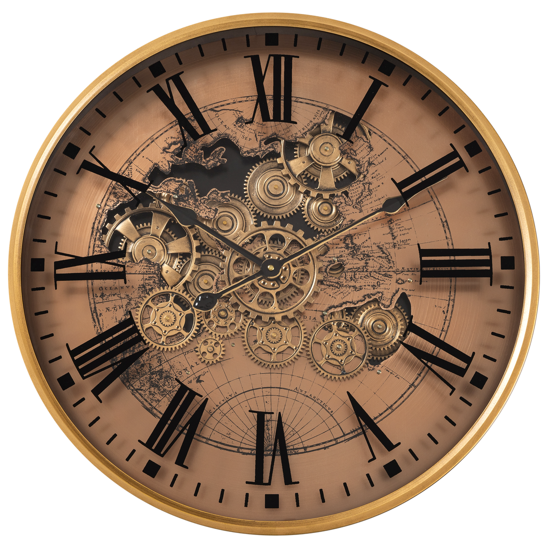Phantom Dial Luxury Designer Watches Wall Clock For Living Room With Moving Gear Mechanism Buy Wall Clock Online - Big (Rose Gold) (Steel Body)