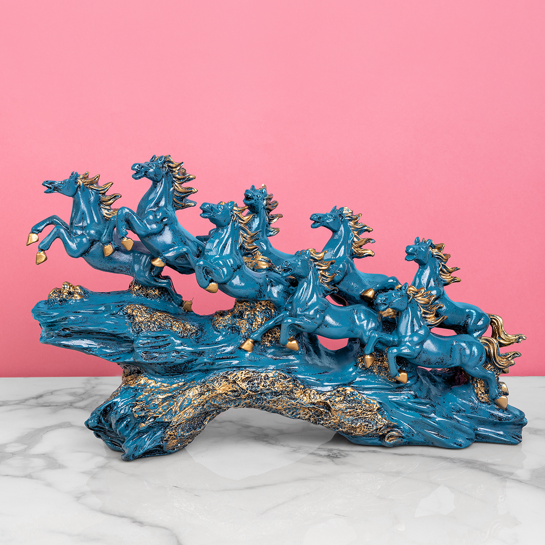 Equestrian Elegance Decorative Showpiece for living room - Blue