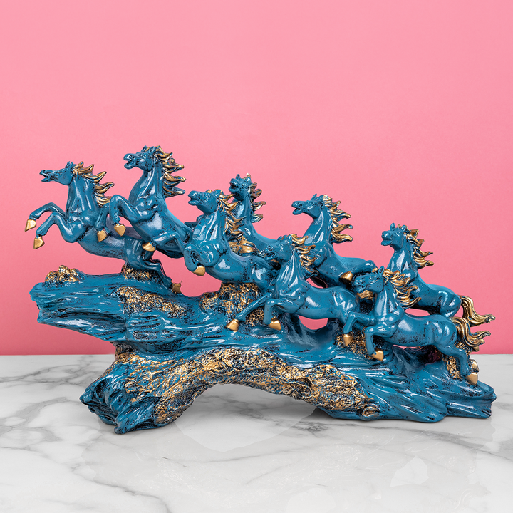 Equestrian Elegance Decorative Showpiece for living room - Blue